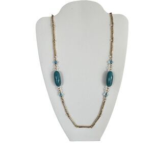 Vintage SARAH COVENTRY Necklace Faux Turquoise Gold Tone 17"